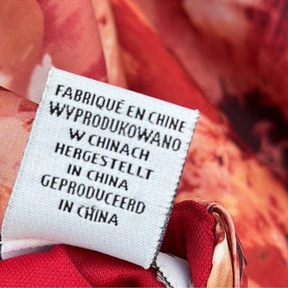 Nicole Miller Red and Pink Floral Maxi Dress Size L - Picture 8 of 10